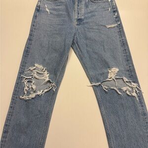 AGOLDE women's 90s jean color: fall out Distressed Blue Denim Jeans